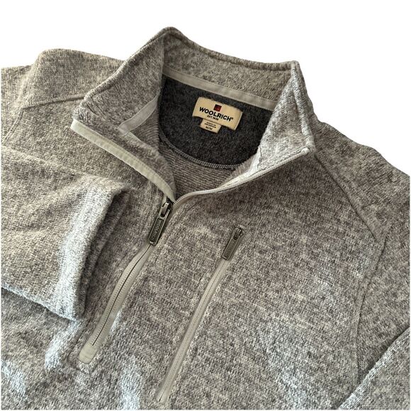 Woolrich Men’s Medium 1/2 Zip Gray Mock Neck Fleece Pullover Sweater - Picture 1 of 6